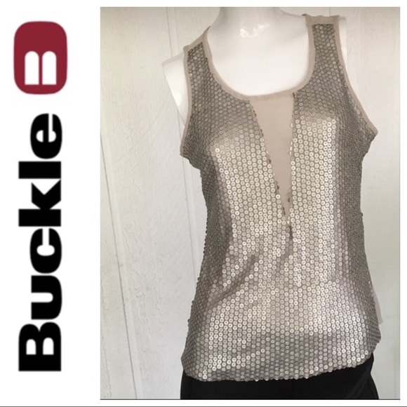 BKE Tops - WOMENS BRONZE  SHEER SEQUIN TANK XS